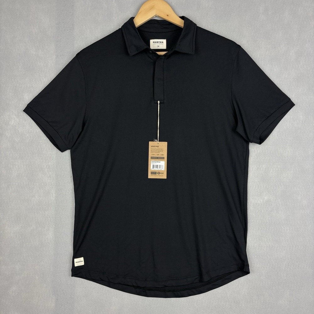 Mantra Catalyst Polo Men’s Medium Black Performance Golf Spread Collar NWT